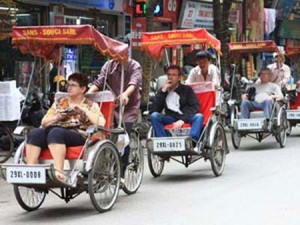 Cyclo pousse dans la vielle ville Hanoi